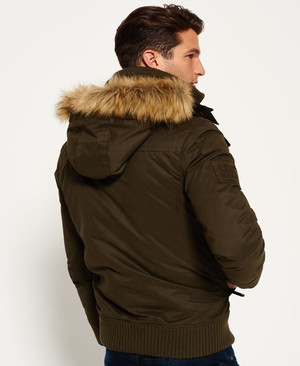 Superdry Microfibre Faux Fur Hooded SD-Windbomber Férfi Kabát Sötét Khaki | VHNCY2861